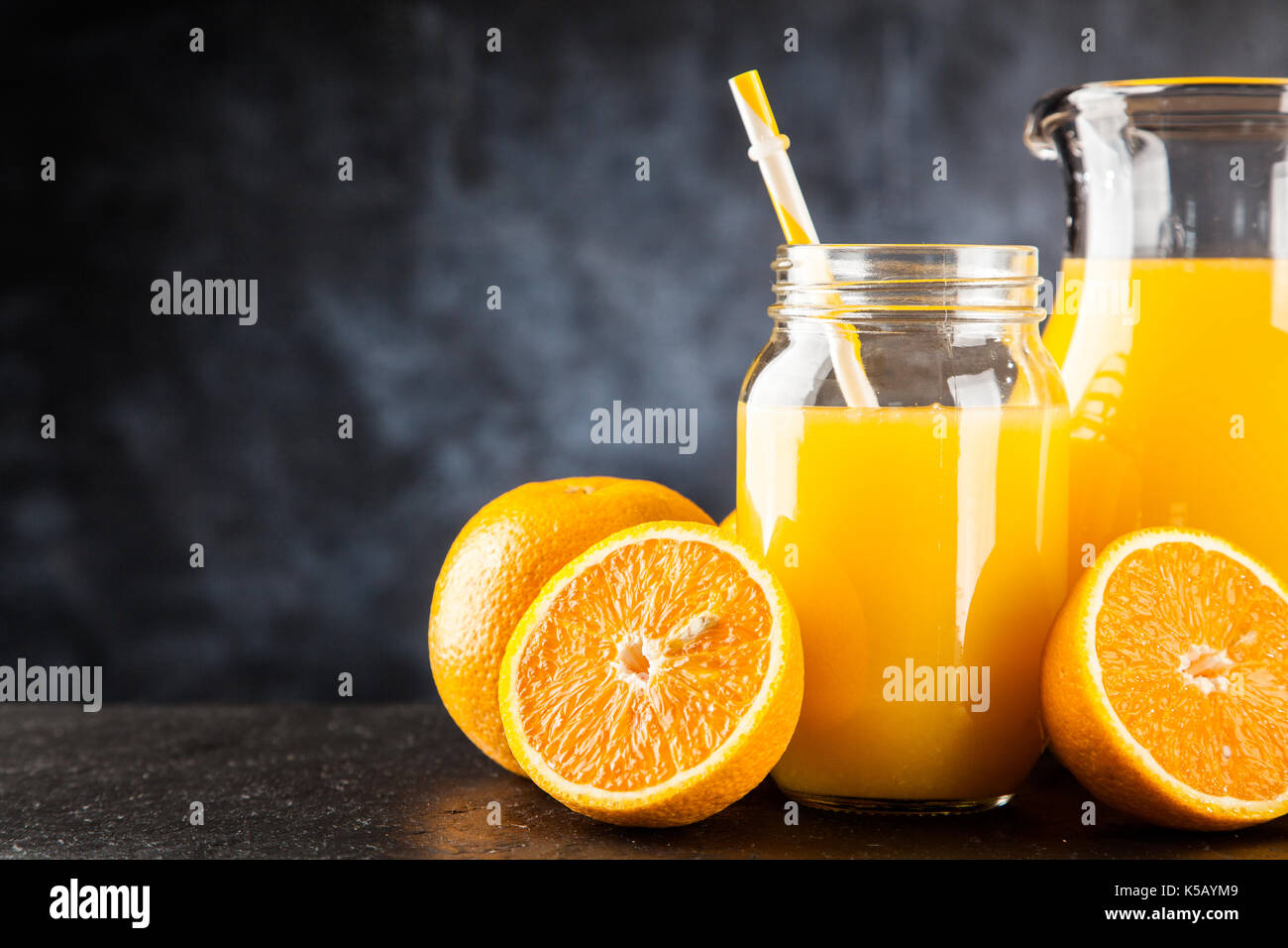 Jar of orange juice Stock Photo Alamy
