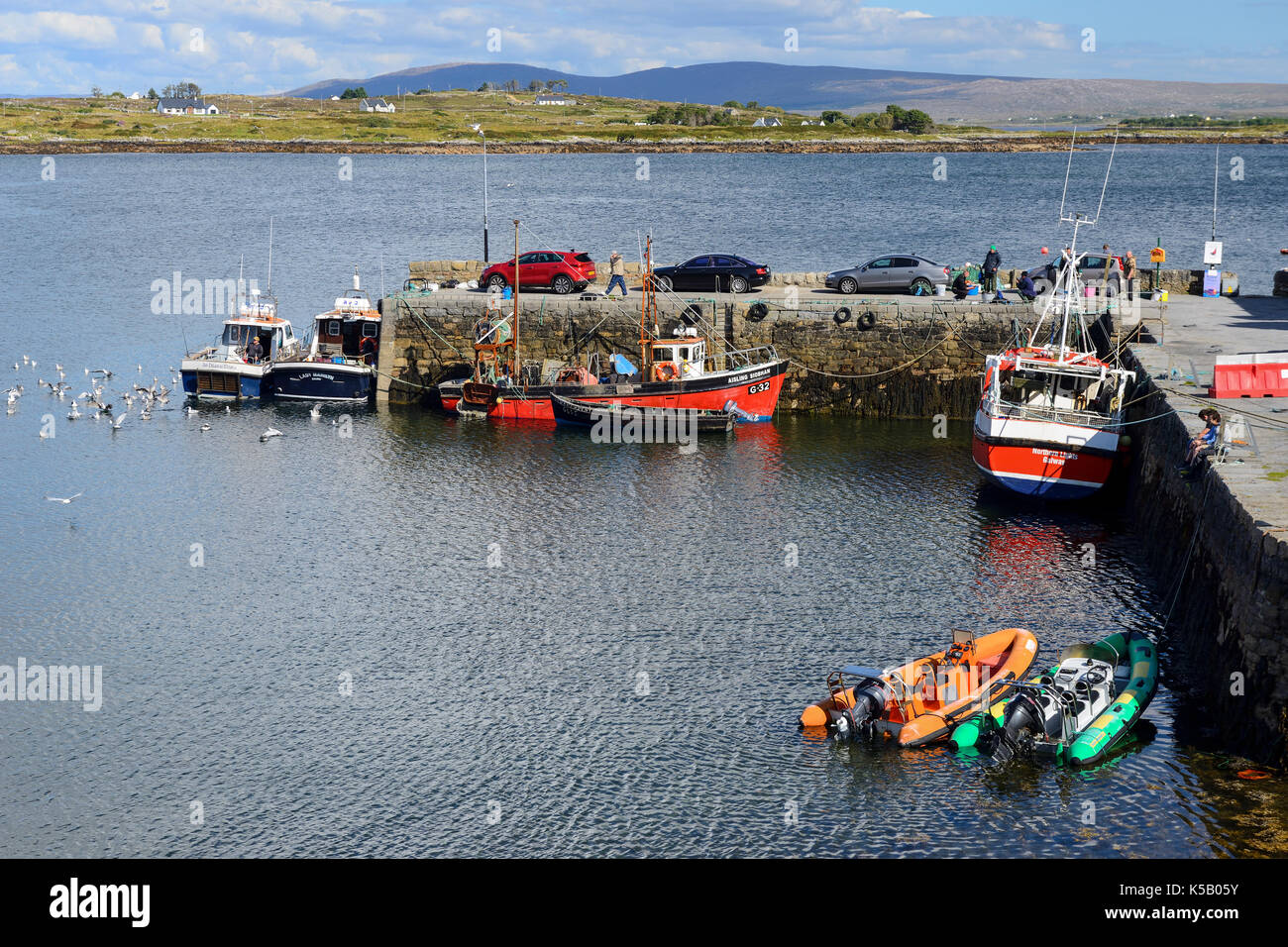 Fishing boats in Roundstone harbour in Connemara, County Galway