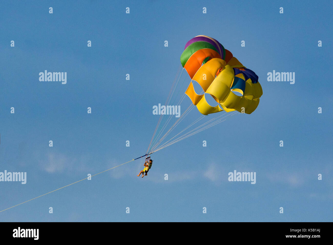 Parachute canopy, on the line above the sea Stock Photo Alamy