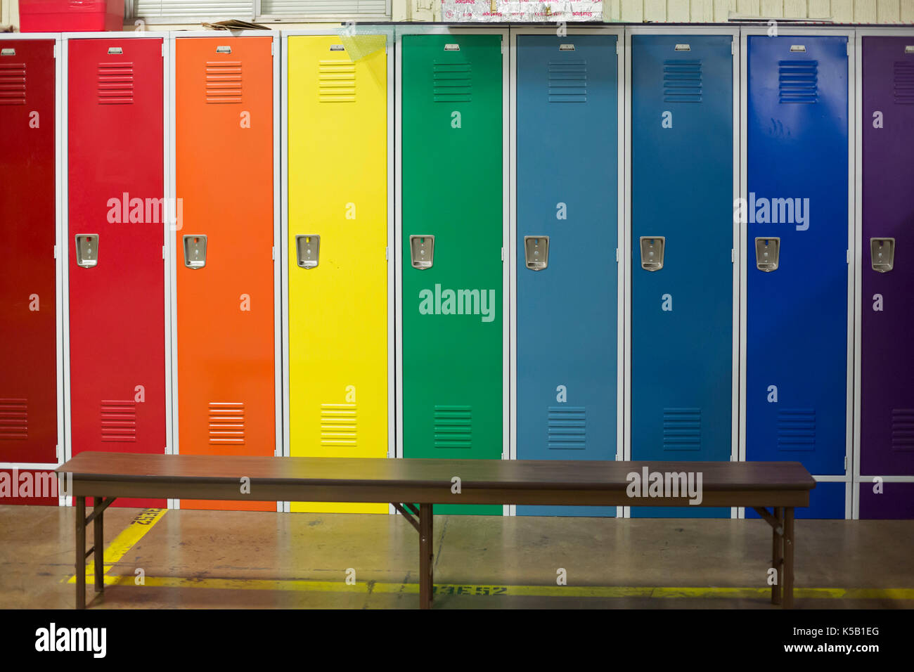 Denver, Colorado - Lockers in a rainbow of colors at the National Ice ...