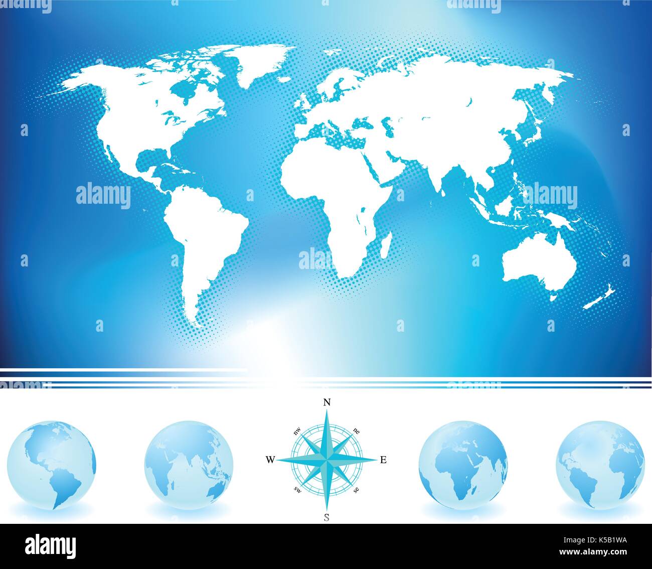 World map and globes with compass Stock Vector Image & Art Alamy