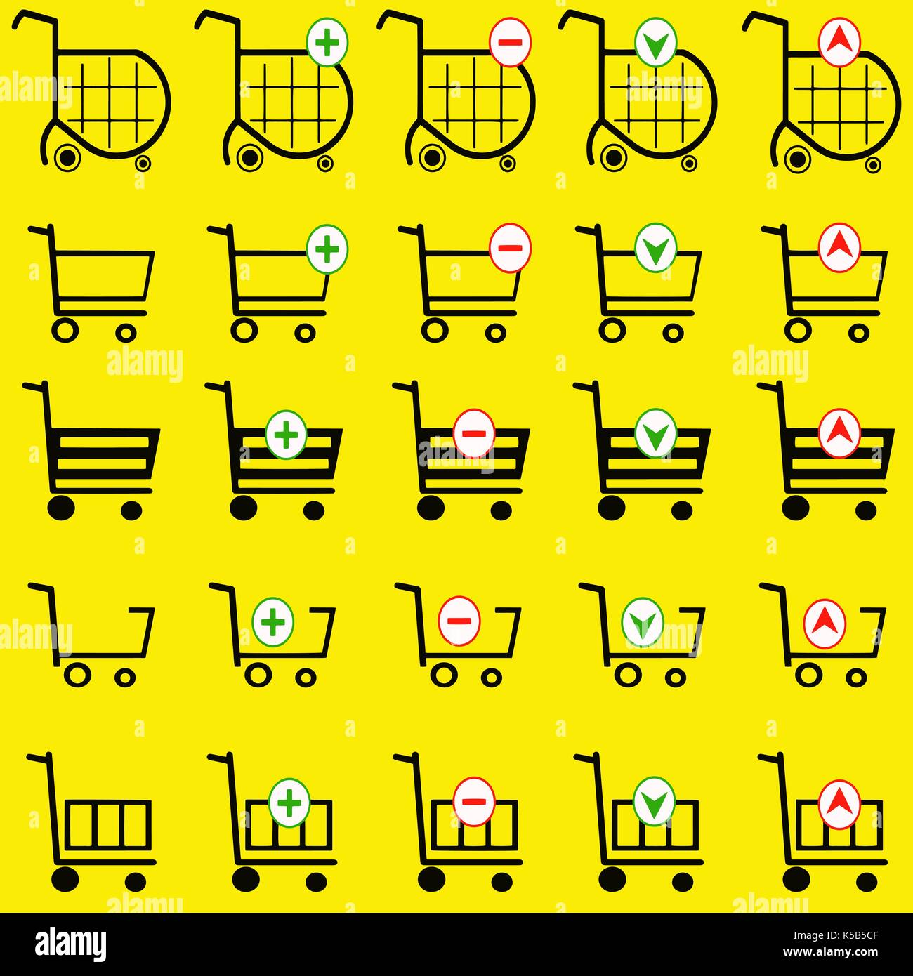shopping basket set vector on yellow background Stock Vector Image ...