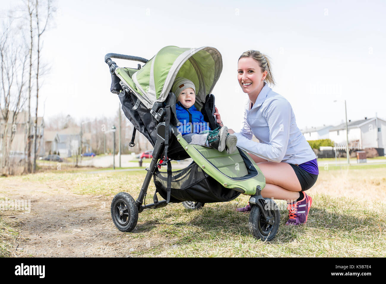 Mother doing Training, jogging with baby Stock Photo Alamy