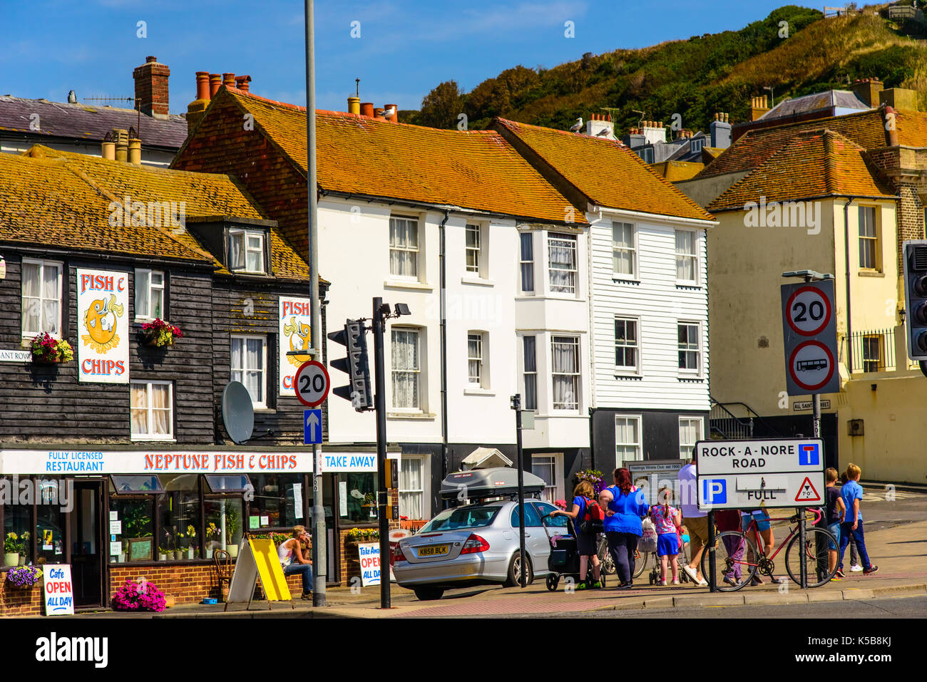 Hastings seafront on a beautiful summers day Stock Photo