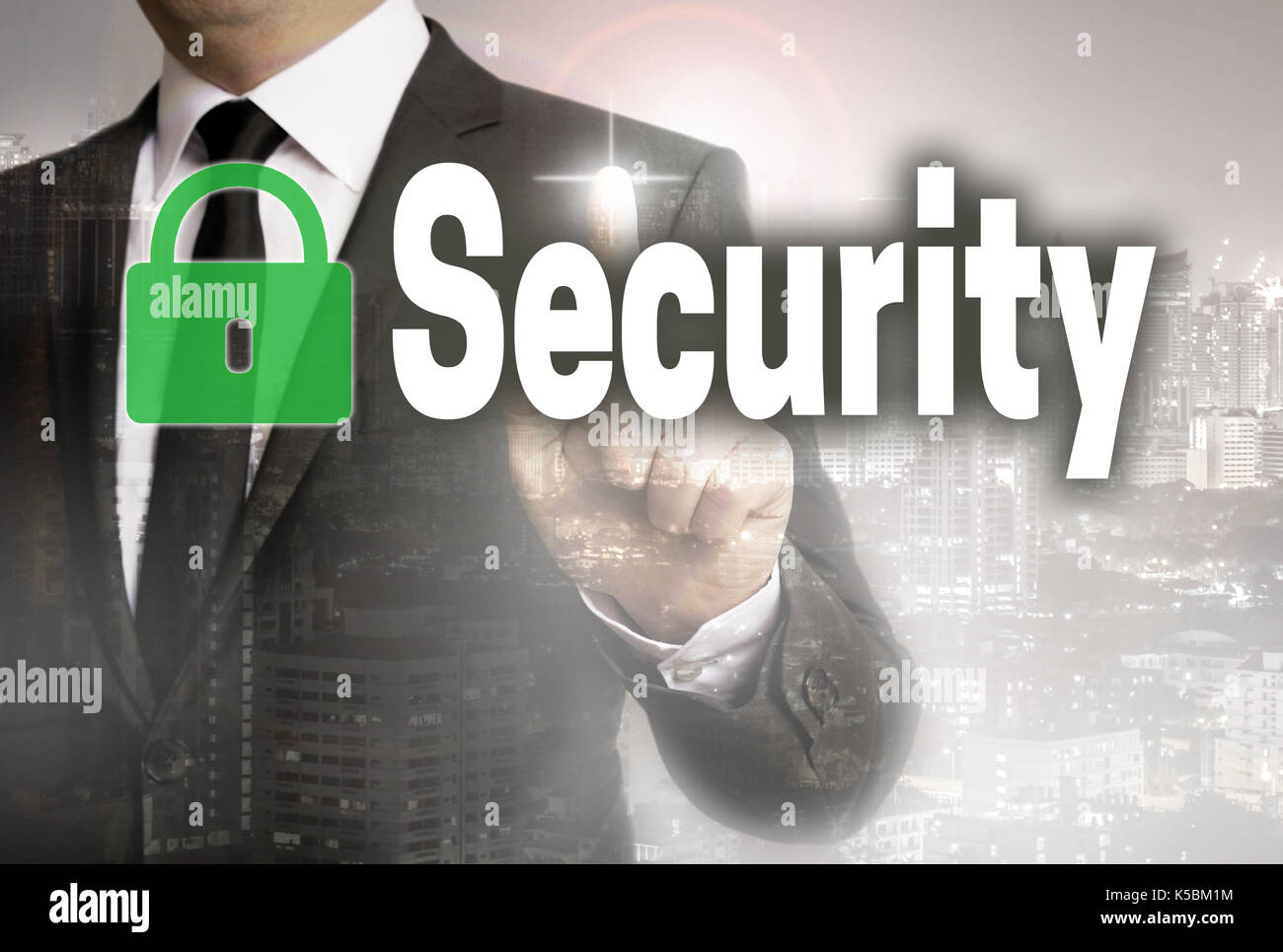 Security is shown by businessman concept. Stock Photo