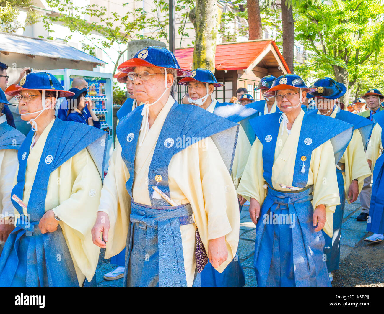 KUDAMATSU, JAPAN - AUGUST 23, 2017: Unidentified people in a parade in the streets of Japan Stock Photo