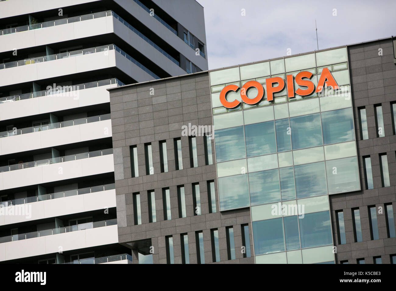 A logo sign outside of the headquarters of Grupo Copisa in Barcelona, Spain on August 30, 2017. Stock Photo
