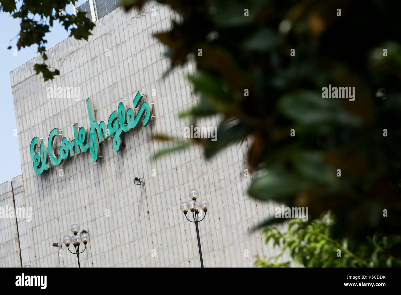 A logo sign outside of a El Corte Inglés shopping center in Barcelona, Spain on August 24, 2017. Stock Photo