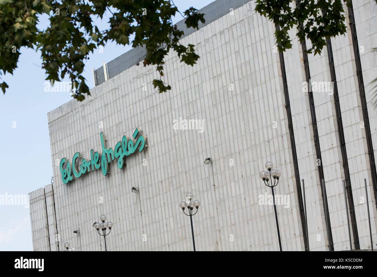 A logo sign outside of a El Corte Inglés shopping center in Barcelona, Spain on August 24, 2017. Stock Photo
