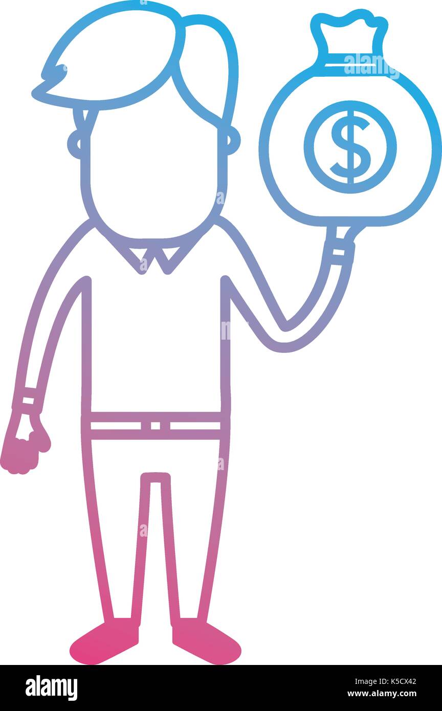 line man with bag cash money in the hand Stock Vector Image & Art - Alamy