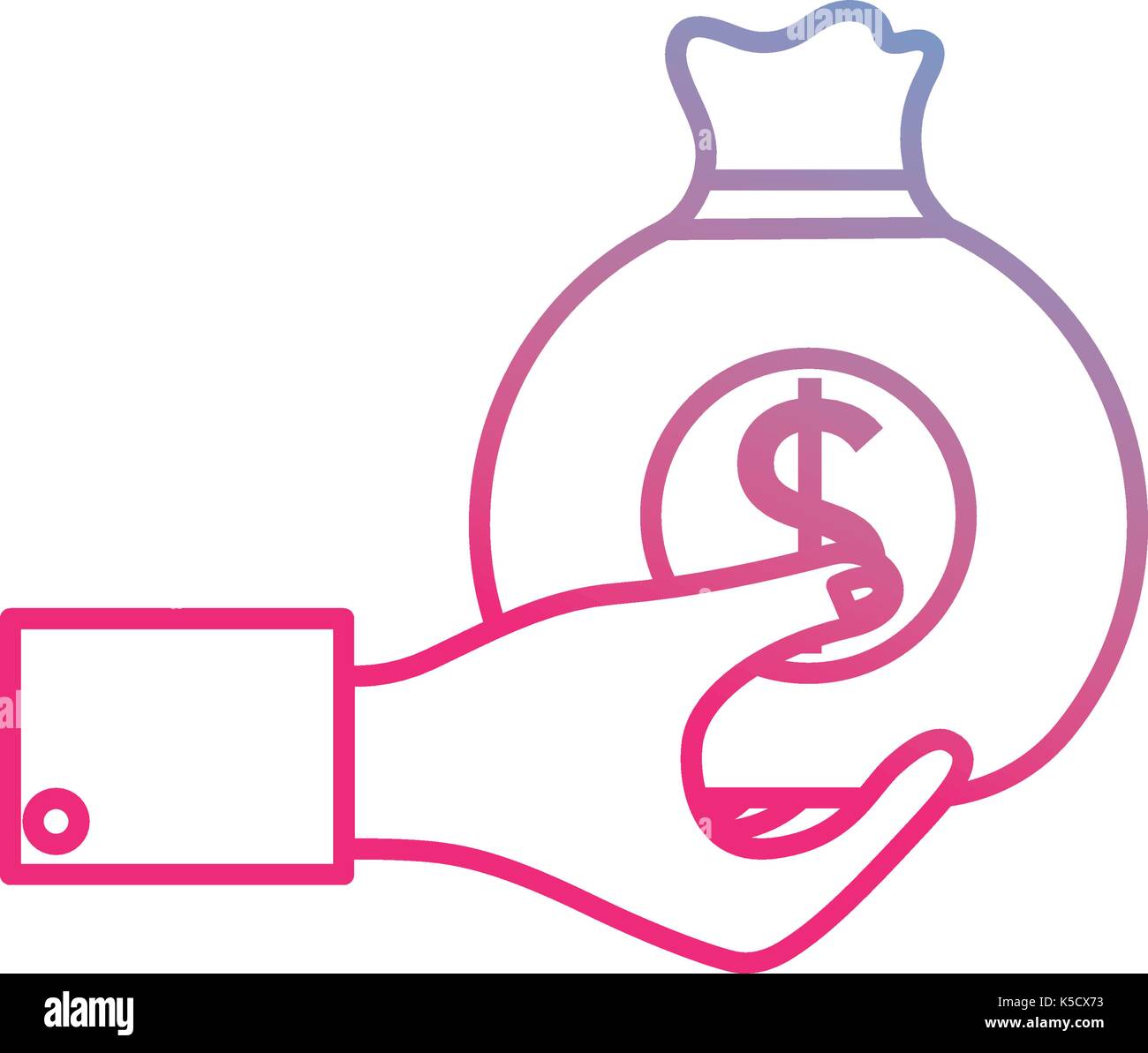 line man hand with bag with cash money Stock Vector Image & Art - Alamy