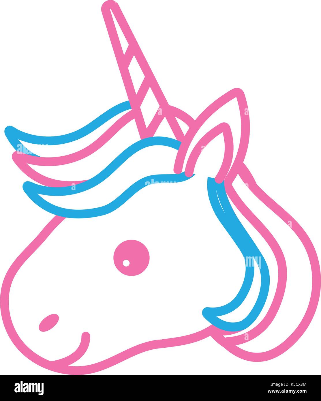 line cute unicorn head with horn and hairstyle Stock Vector Image & Art Alamy