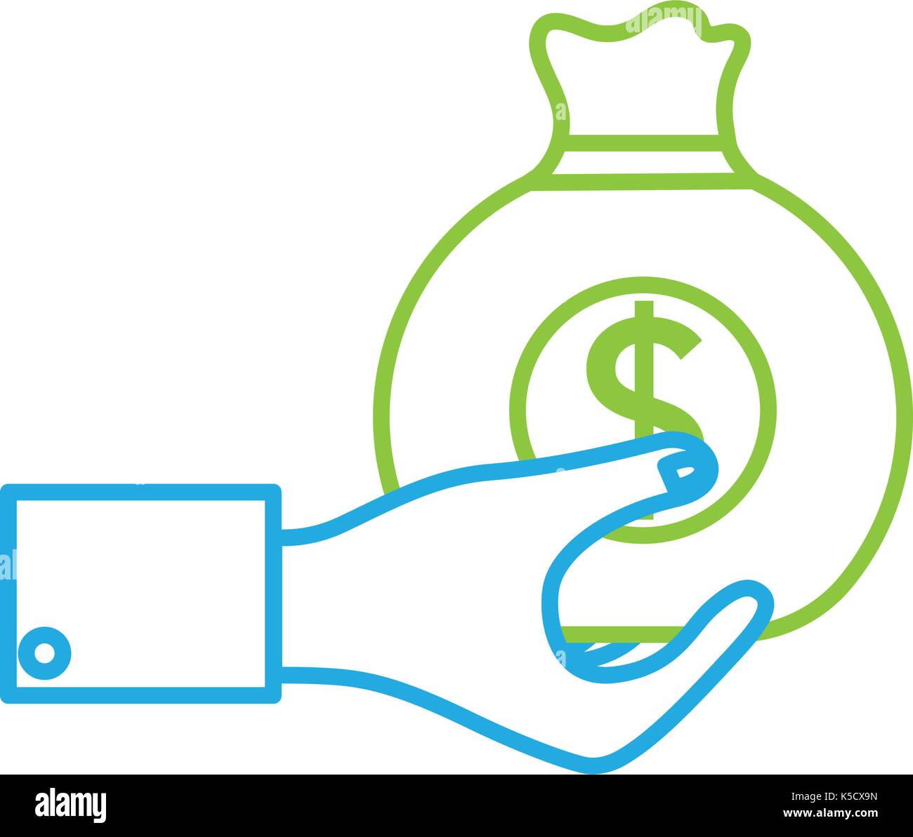 line man hand with bag with cash money Stock Vector Image & Art - Alamy