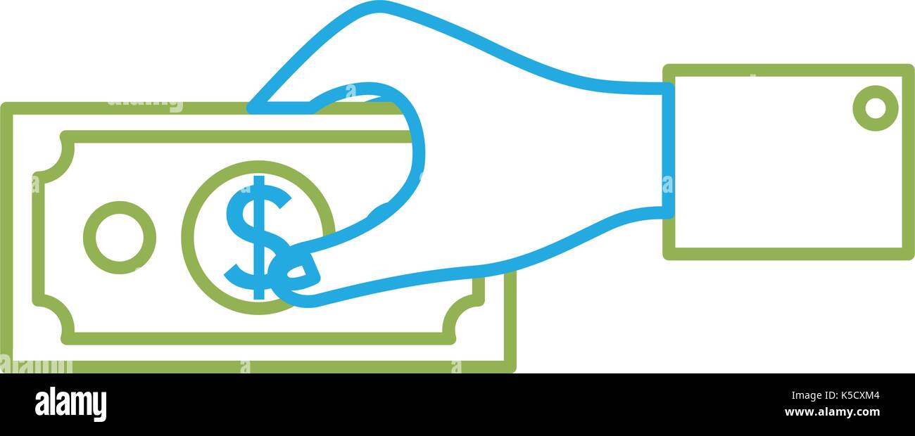 line businessman hand with bill cash money Stock Vector Image & Art - Alamy