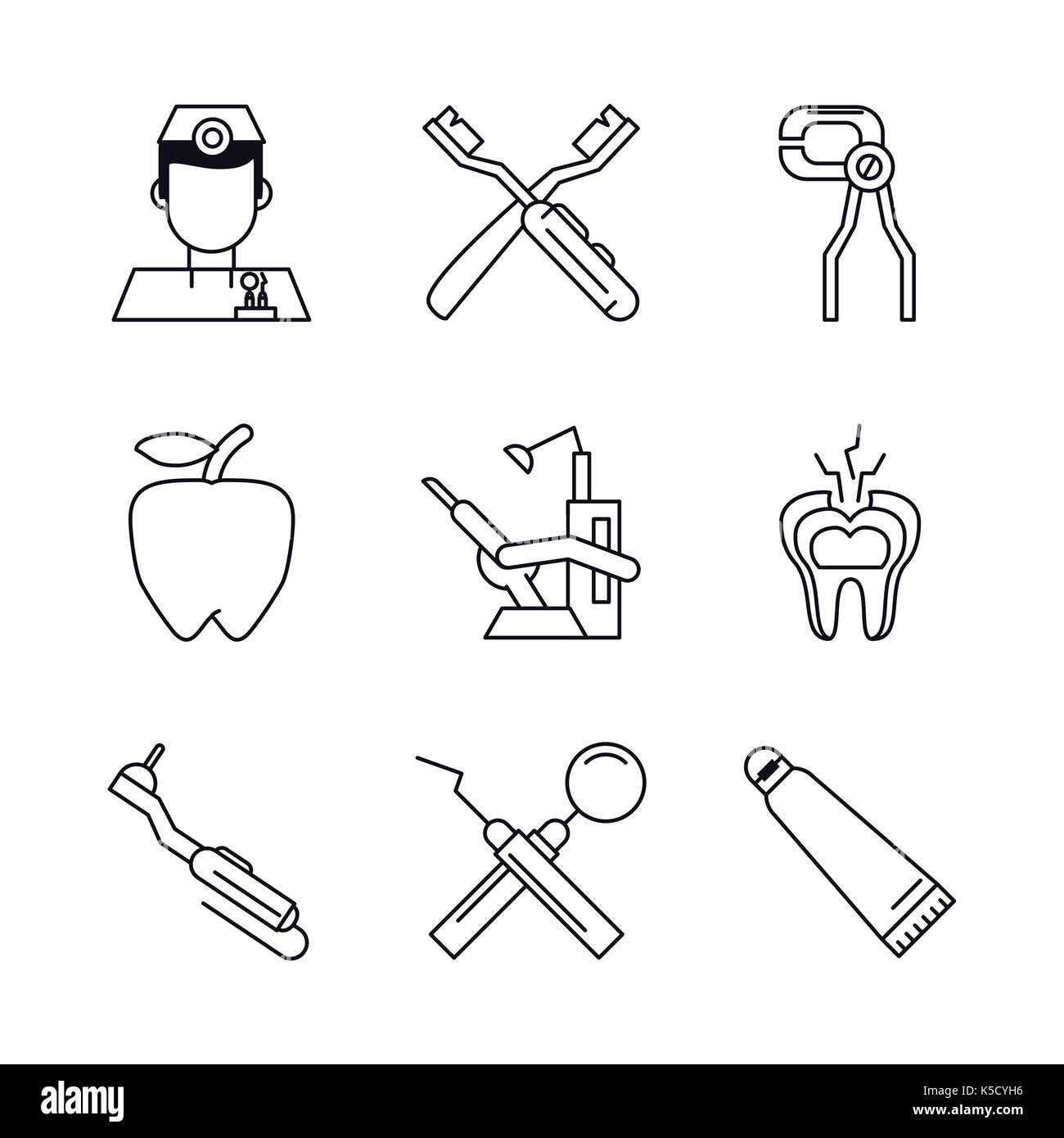 Odontology icons set Stock Vector