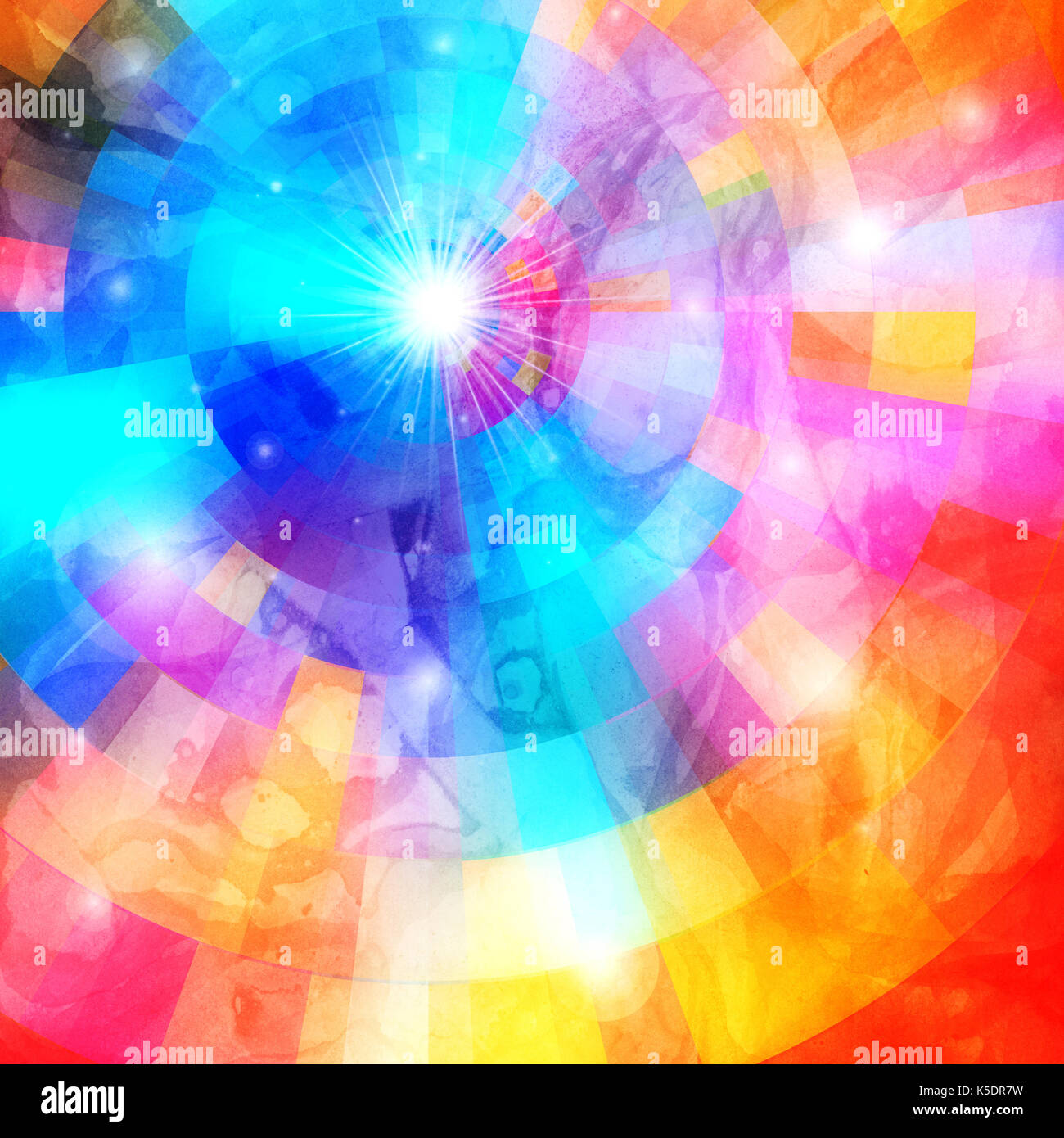Bright watercolor multicolored a gradient background with luminaries Stock Photo