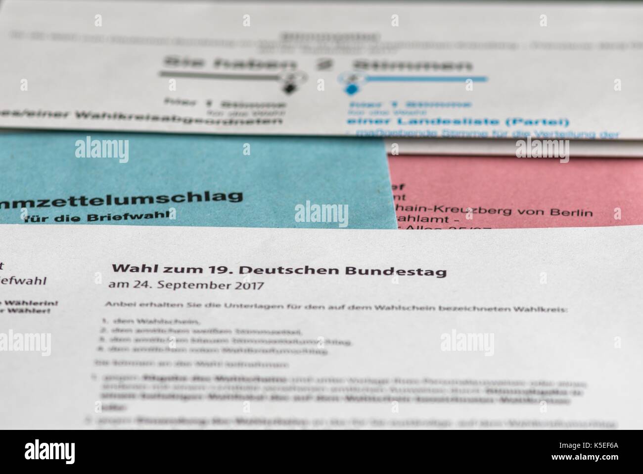 Polling card or absentee ballot or election documents for the german federal election 2017 in Germany, Europe Stock Photo