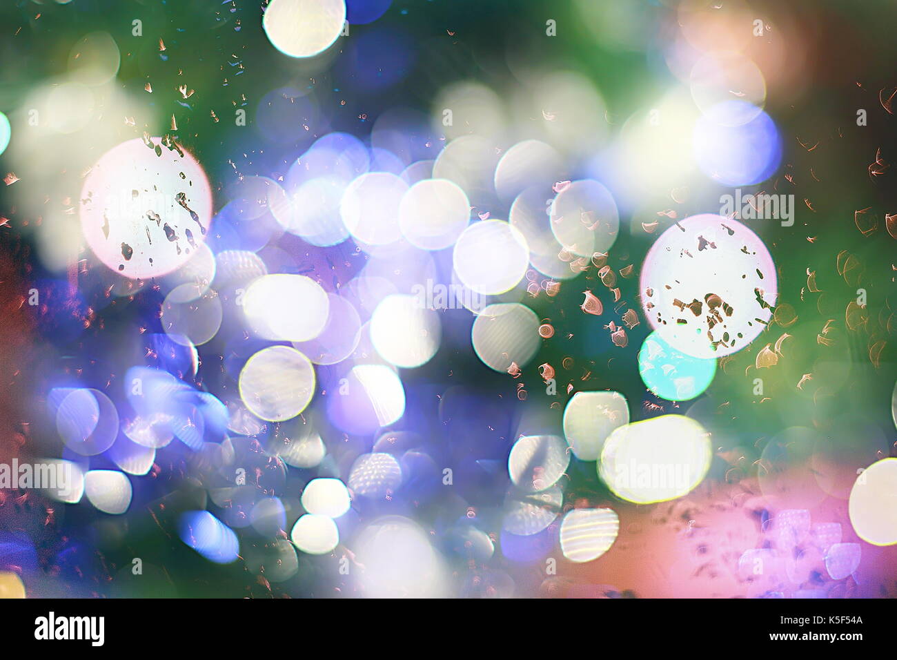 Festive background with natural bokeh and bright golden lights. Vintage ...