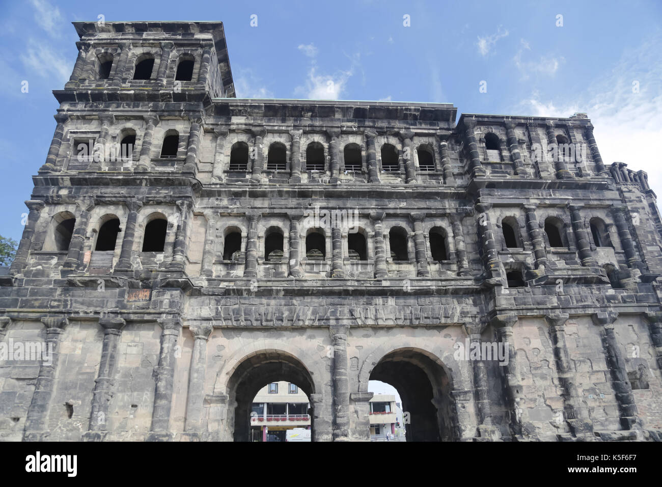 View of the porta nigra black gate large roman city gate in Trier Stock ...