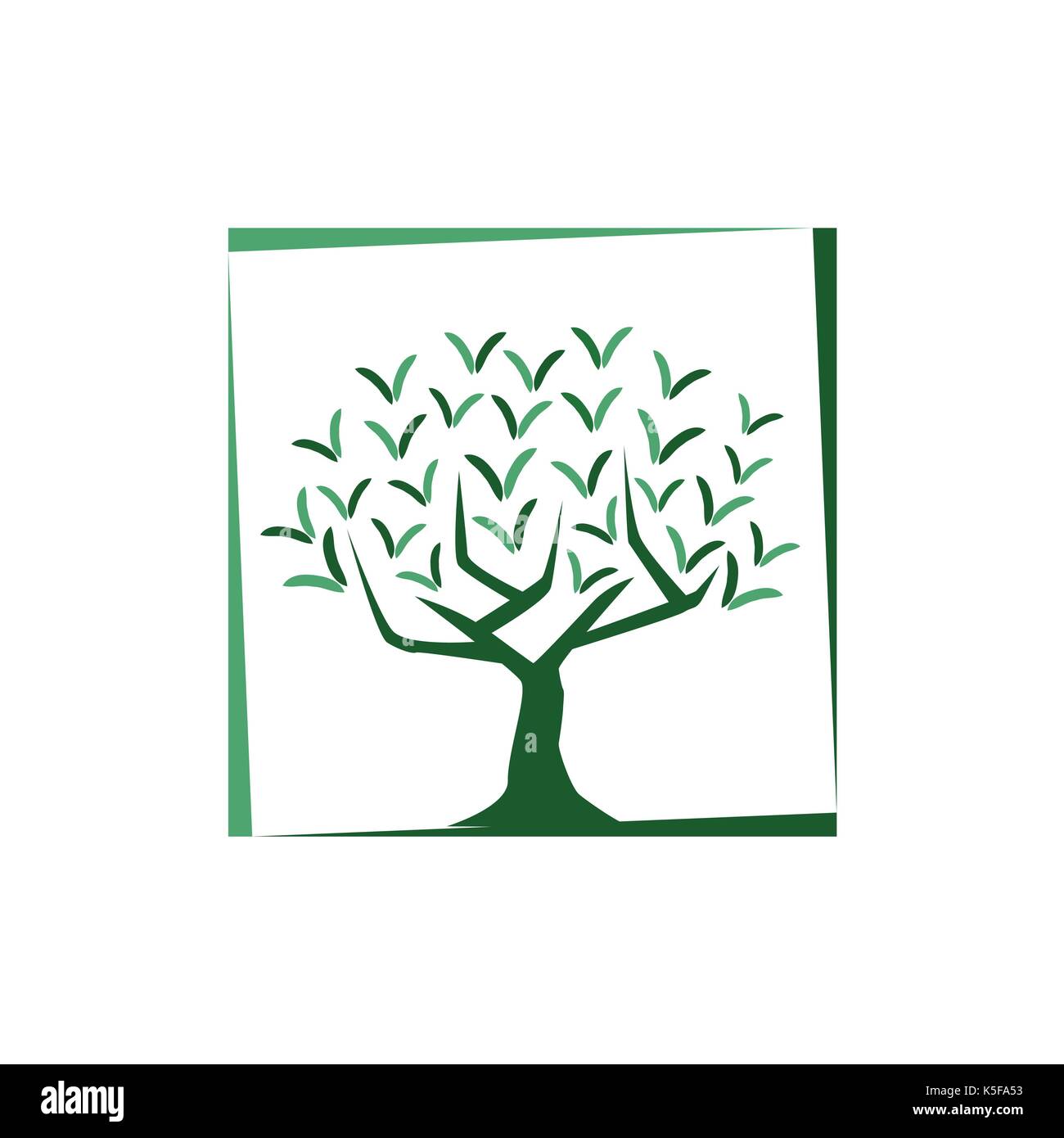 tree with v letters illustration,  icon design, isolated on white background. Stock Vector