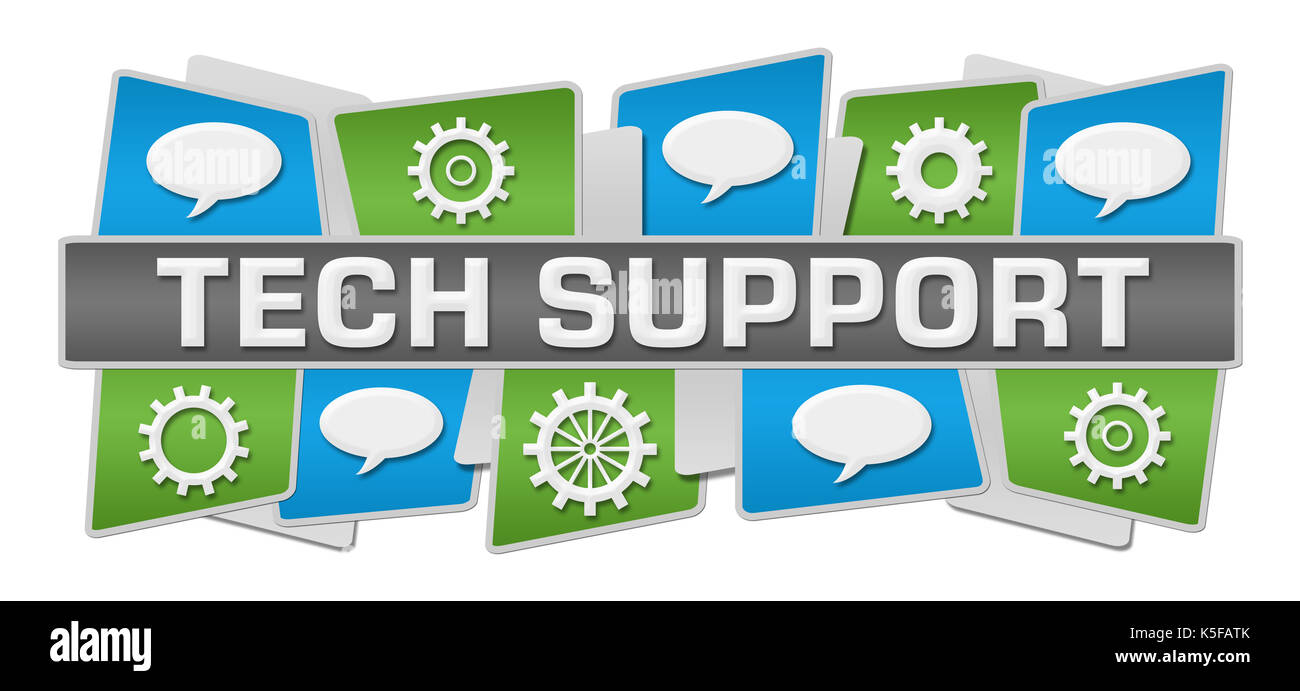 Tech Support Green Blue Squares Top Bottom Stock Photo