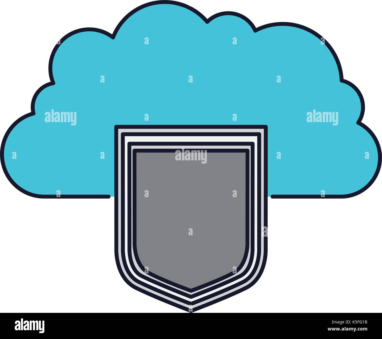cloud storage data protection shield icon colorful silhouette with ...