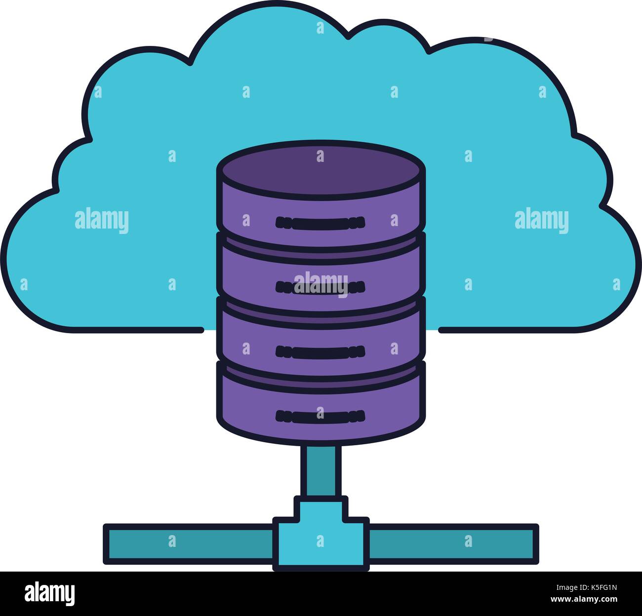 cloud and network server storage icon colorful silhouette with thick ...