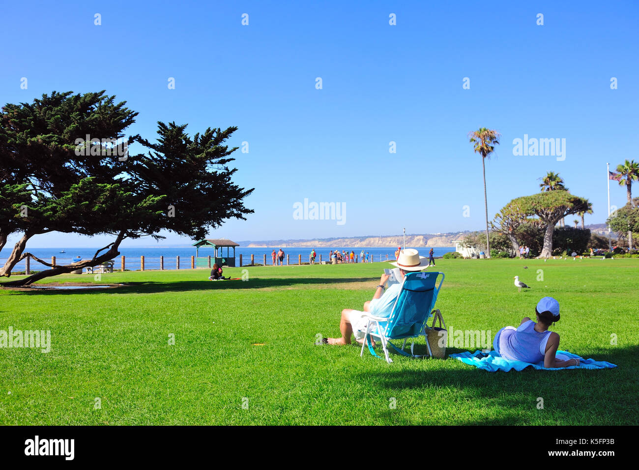 San Diego,United States - on: July 30th, 2013:La Jolla Cove in San Diego during a sunny summer day. Stock Photo
