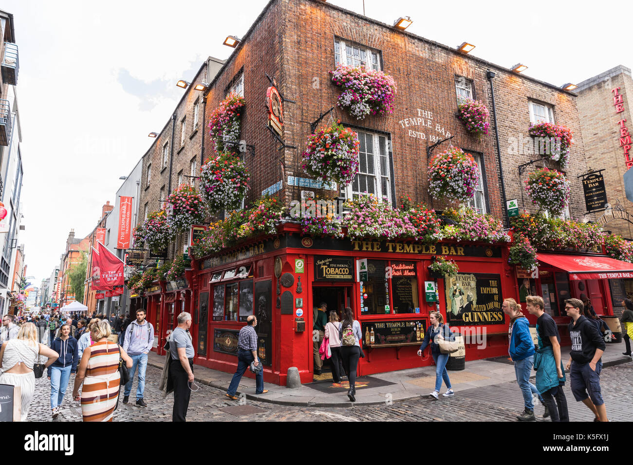 The streeets of Dublin in the downtown area. Stock Photo