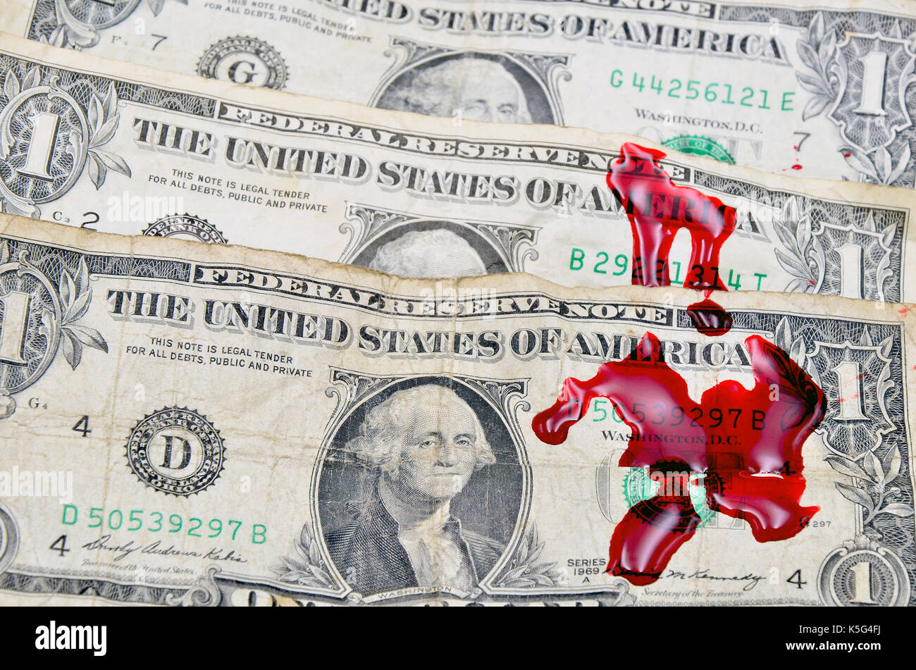 Dollar Bill And Blood Close Up Photo Stock Photo 158321398 Alamy - dollar bill and blood close up photo