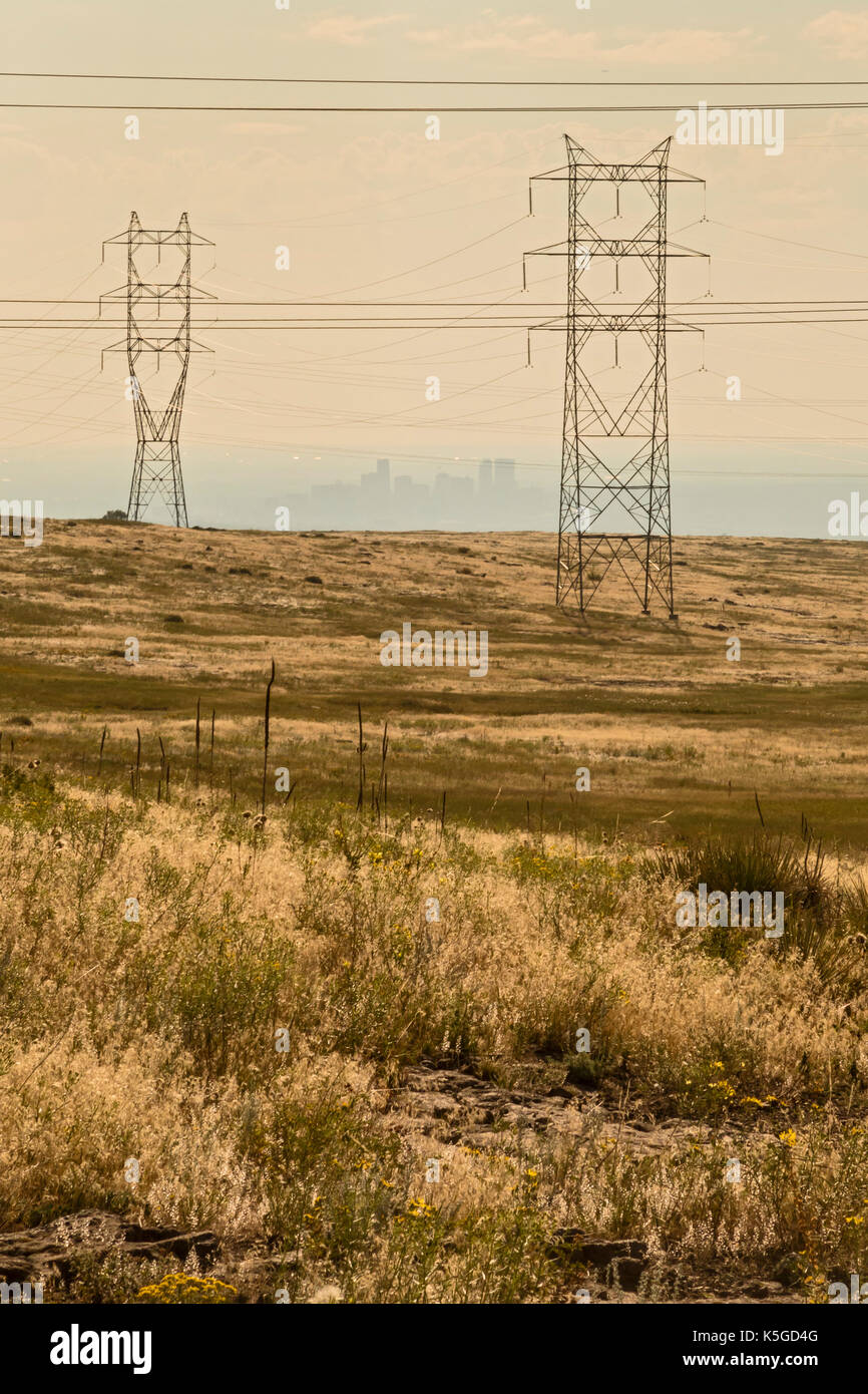 Golden, Colorado Electrical transmission lines on North Table Mountain, overlooking downtown