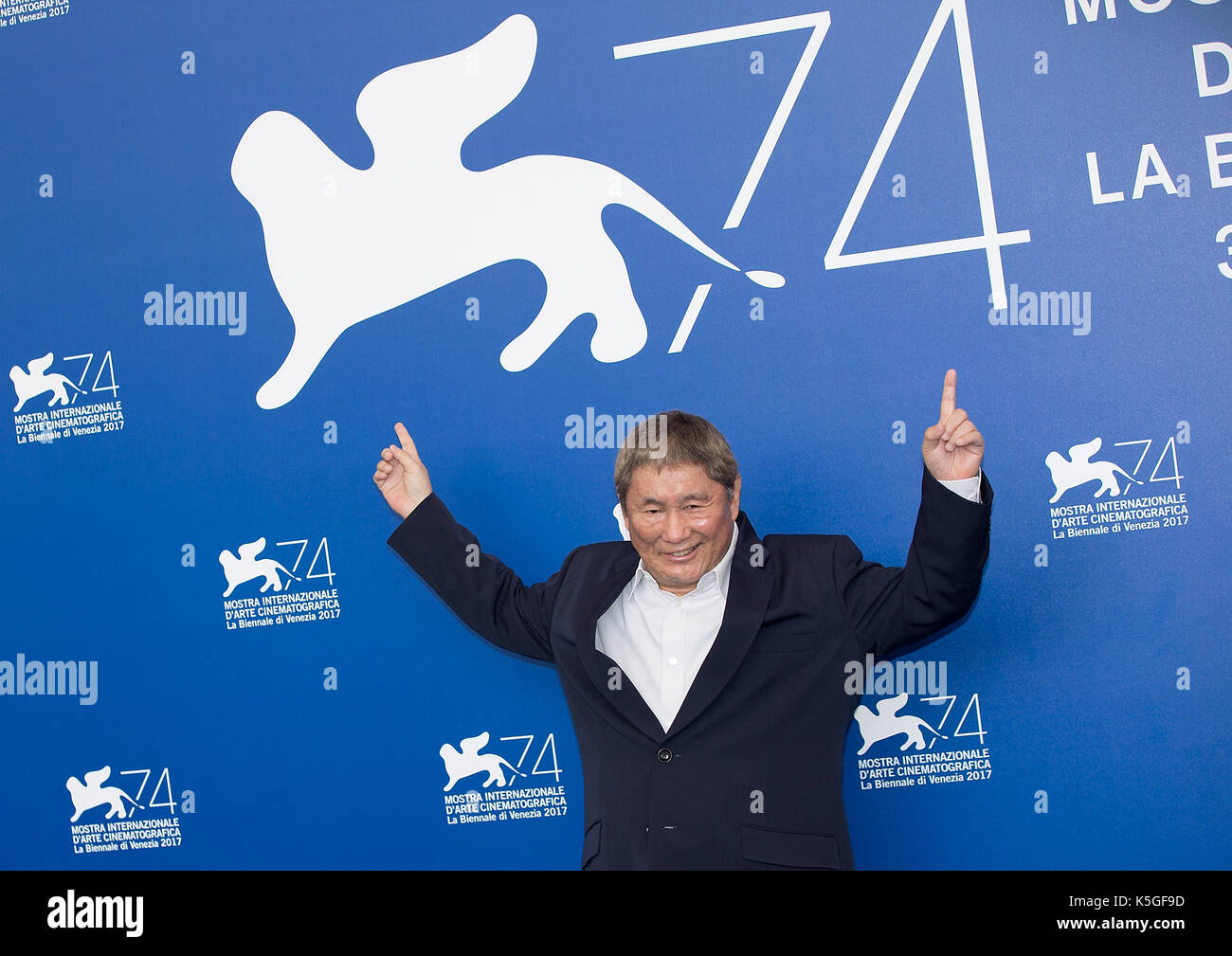 Venice, Italy. 9th Sep, 2017. Director Takeshi Kitano attend a photocall for the film 'Outrage Coda' during the 74th Venice Film Festival at Lido island in Venice, Italy, Sept. 9, 2017. Credit: Jin Yu/Xinhua/Alamy Live News Stock Photo