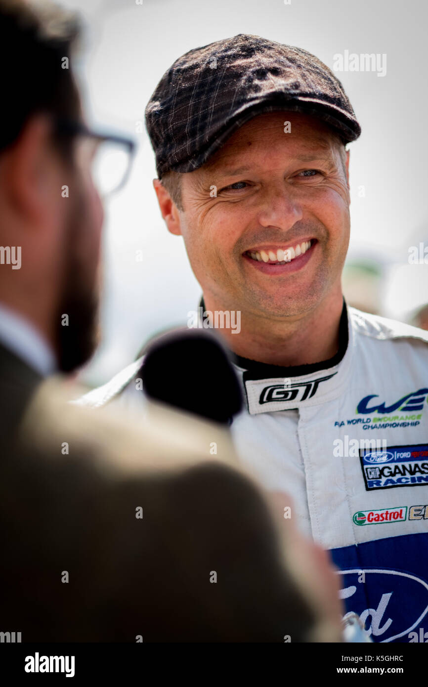 Chichester, West Sussex, UK. 9th September, 2017. WEC Ford GT driver Andy Priaulx during the Goodwood Revival at the Goodwood Circuit Credit: Gergo Toth/Alamy Live News Stock Photo