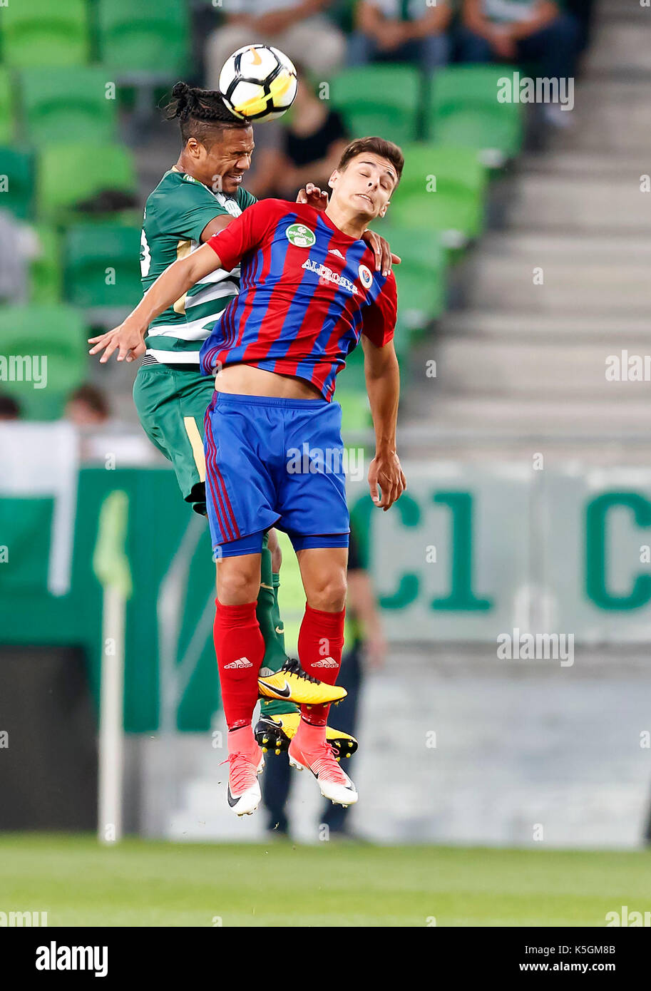 BUDAPEST, HUNGARY - FEBRUARY 15: (r-l) Kenneth Otigba of