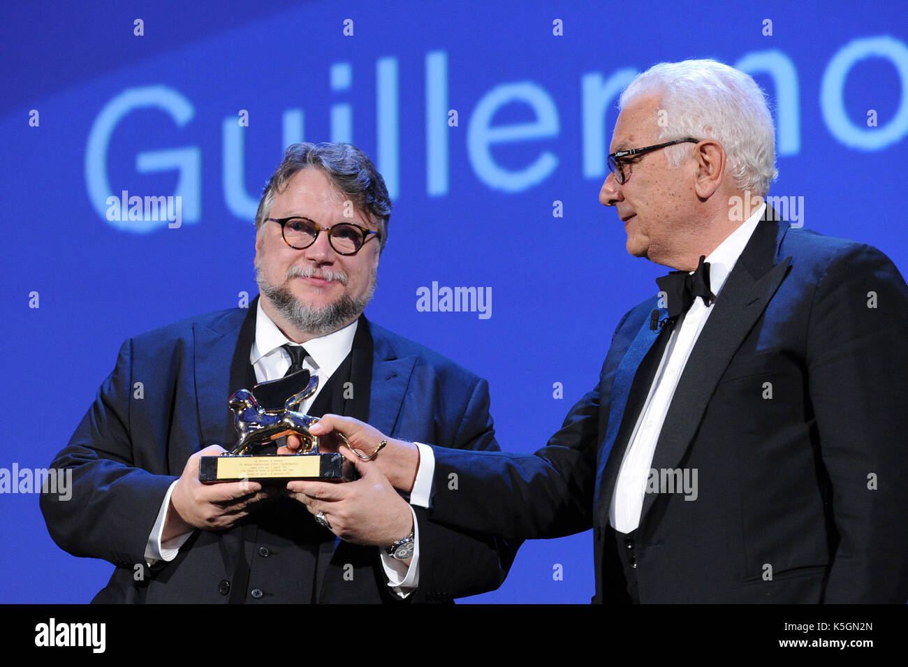 Venice, Italy. 9th September, 2017. 74th Venice Film Festival, 'Venezia 74' Golden Lions Awards Ceremony Pictured: Guillermo Del Toro, Paolo Baratta Credit: Independent Photo Agency Srl/Alamy Live News Stock Photo