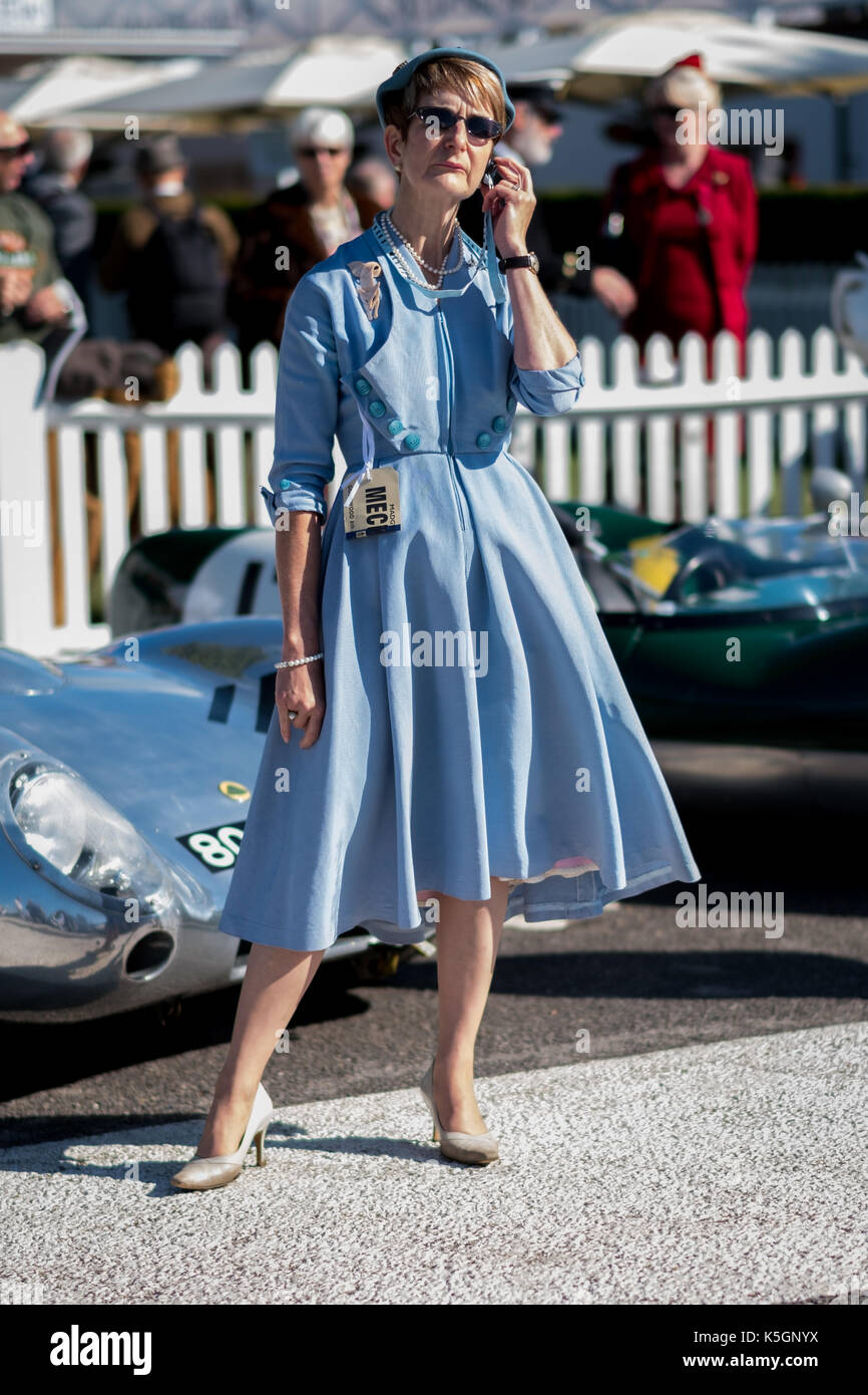 Chichester, West Sussex, UK. 9th September, 2017. Lady during the Goodwood Revival at the Goodwood Circuit Credit: Gergo Toth/Alamy Live News Stock Photo