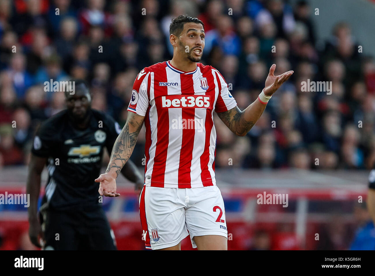 Stoke-on-Trent, UK. 9th September, 2017. Geoff Cameron of Stoke City during the Premier League match between Stoke City and Manchester United at Bet365 Stadium on September 9th 2017 in Stoke-on-Trent, England. Credit: PHC Images/Alamy Live News Stock Photo