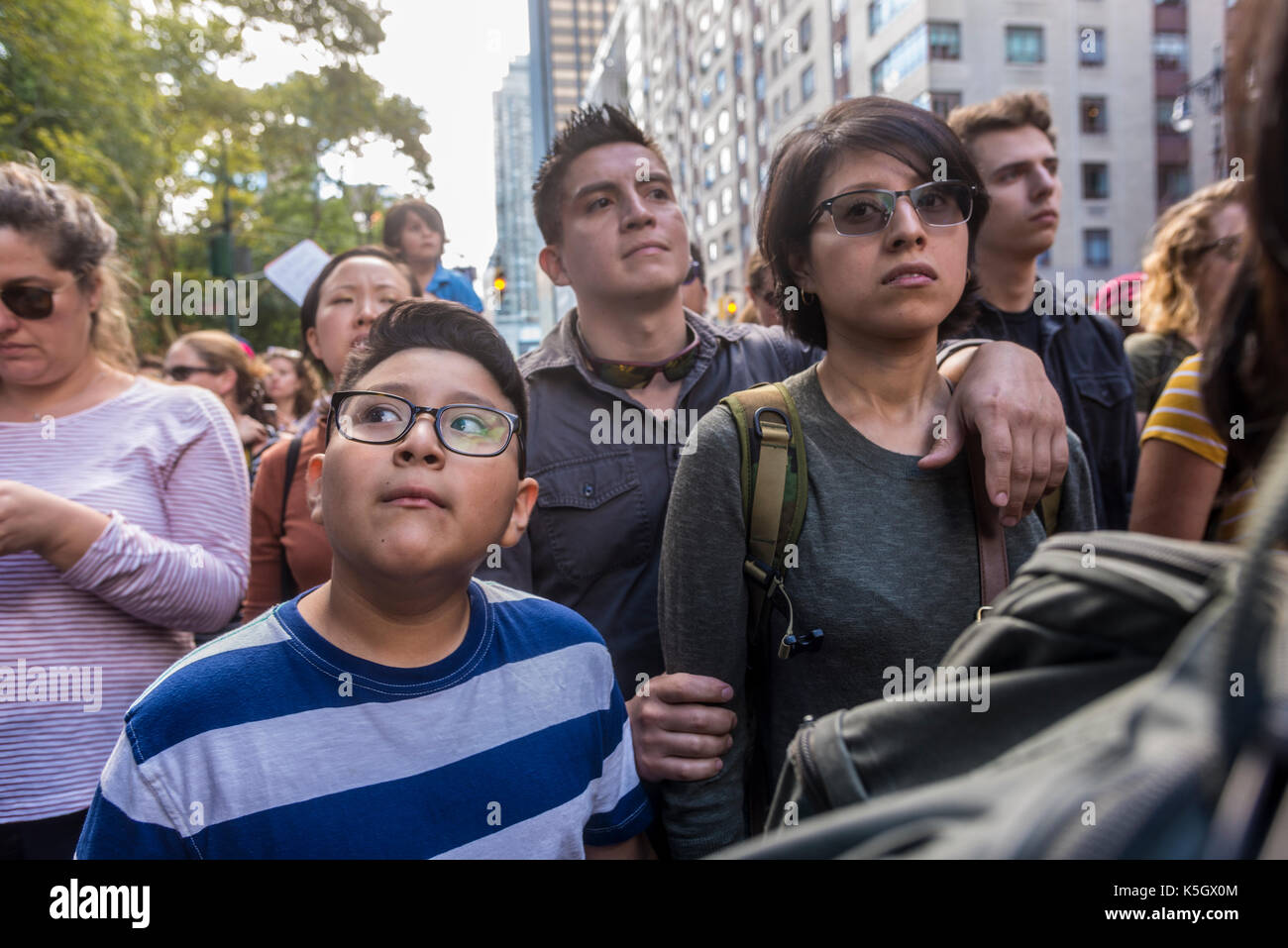 New York, NY 9 September 2017 - Several thousand 'Dreamers, ' the children of undocumented immigrants, and immigration activists gathered outside Trump Hotel and Towers in Columbus Circle, to speak out against an end to DACA (Deferred Action for Childhood Arrivals) after trump's attempts to dismantled. CREDIT: ©Stacy Walsh Rosenstock/Alamy Stock Photo