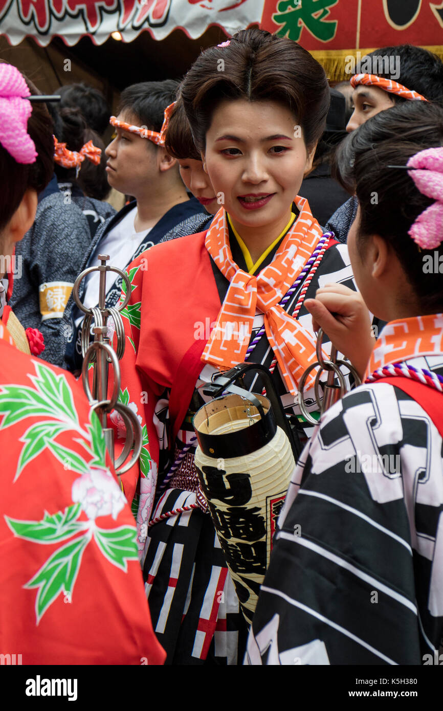 Tokyo, Japan - May 14, 2017: Female participants dressed in traditional kimono's at the Kanda Matsuri Festival Stock Photo