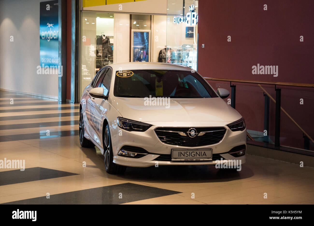 Graz, Austria - September 8th 2017: The new Opel Insignia on display at Seiersberg shopping center Stock Photo