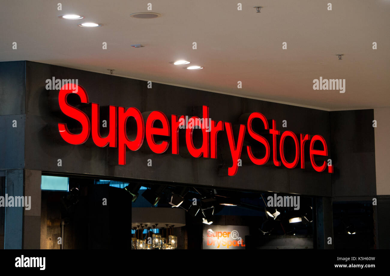 Graz, Austria - September 8th 2017: Superdry logo above the store entrance  at Seiersberg Shopping Center Stock Photo - Alamy