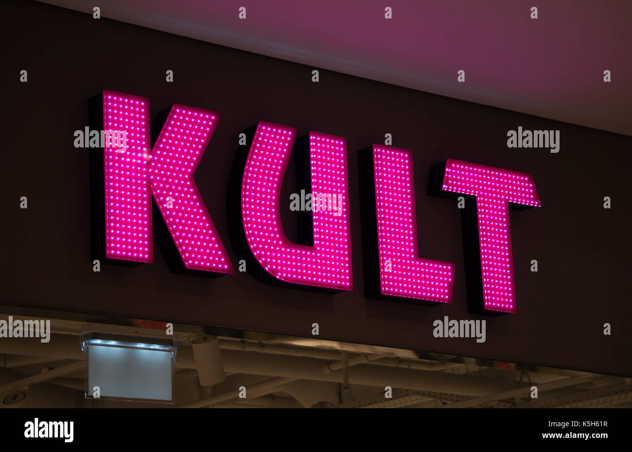 Graz, Austria - September 8th 2017: Kult logo above the store entrance at Seiersberg Shopping Center Stock Photo