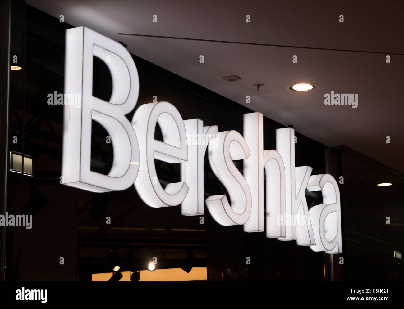 Graz, Austria - September 8th 2017: Bershka logo above the store entrance  at Seiersberg Shopping Center Stock Photo - Alamy