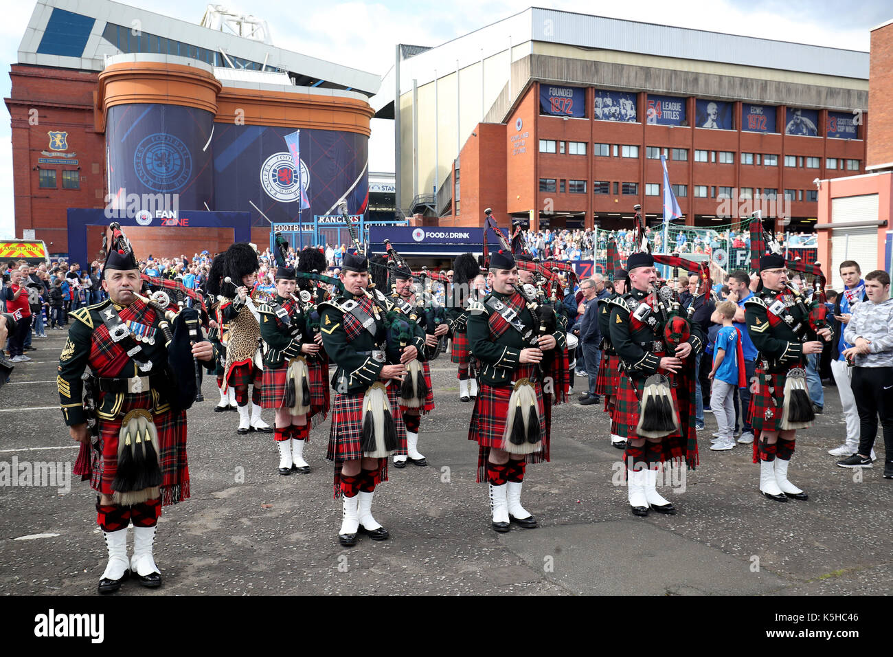The massed pipes and drum of the Royal Regiment of Scotland (7 SCOTS ...