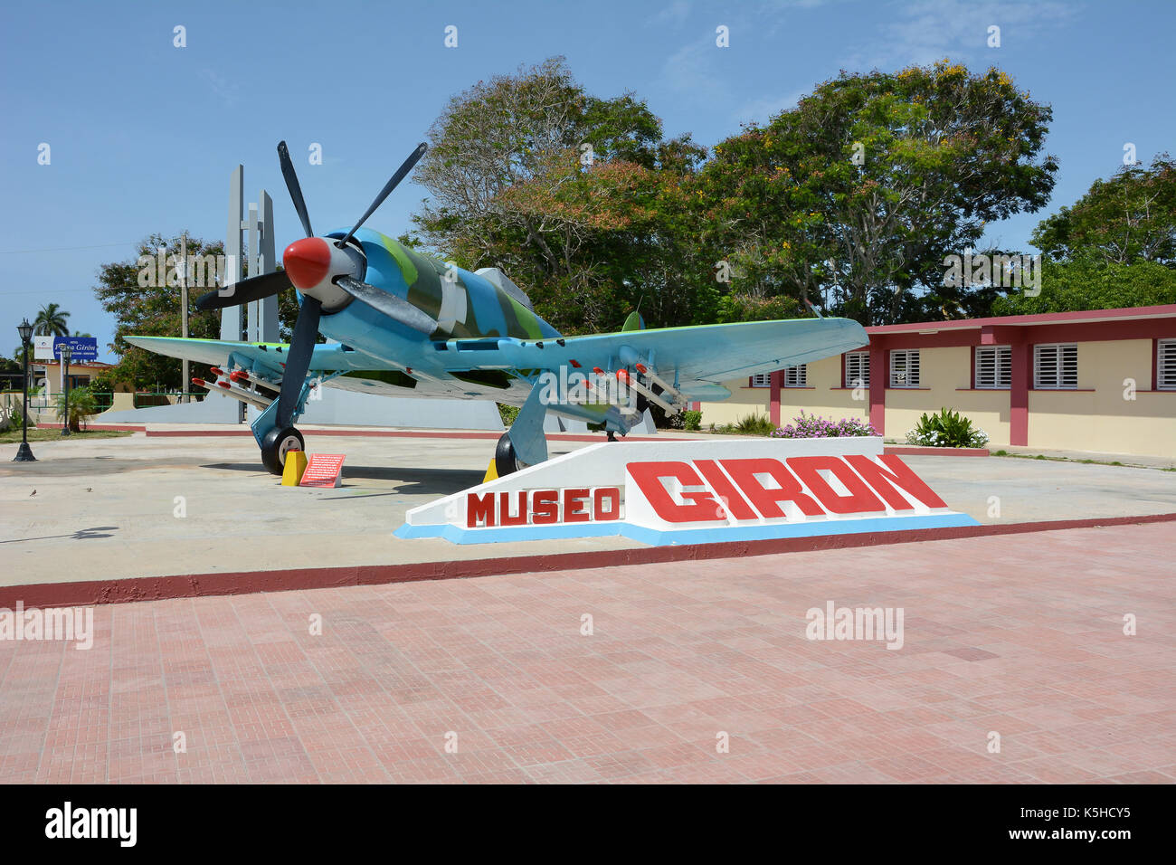 PLAYA GIRON, CUBA - JULY 24, 2016: The Bay of Pigs Museum. Vintage plane in front of the museum dedicated to the failed 1961 invasion. Stock Photo