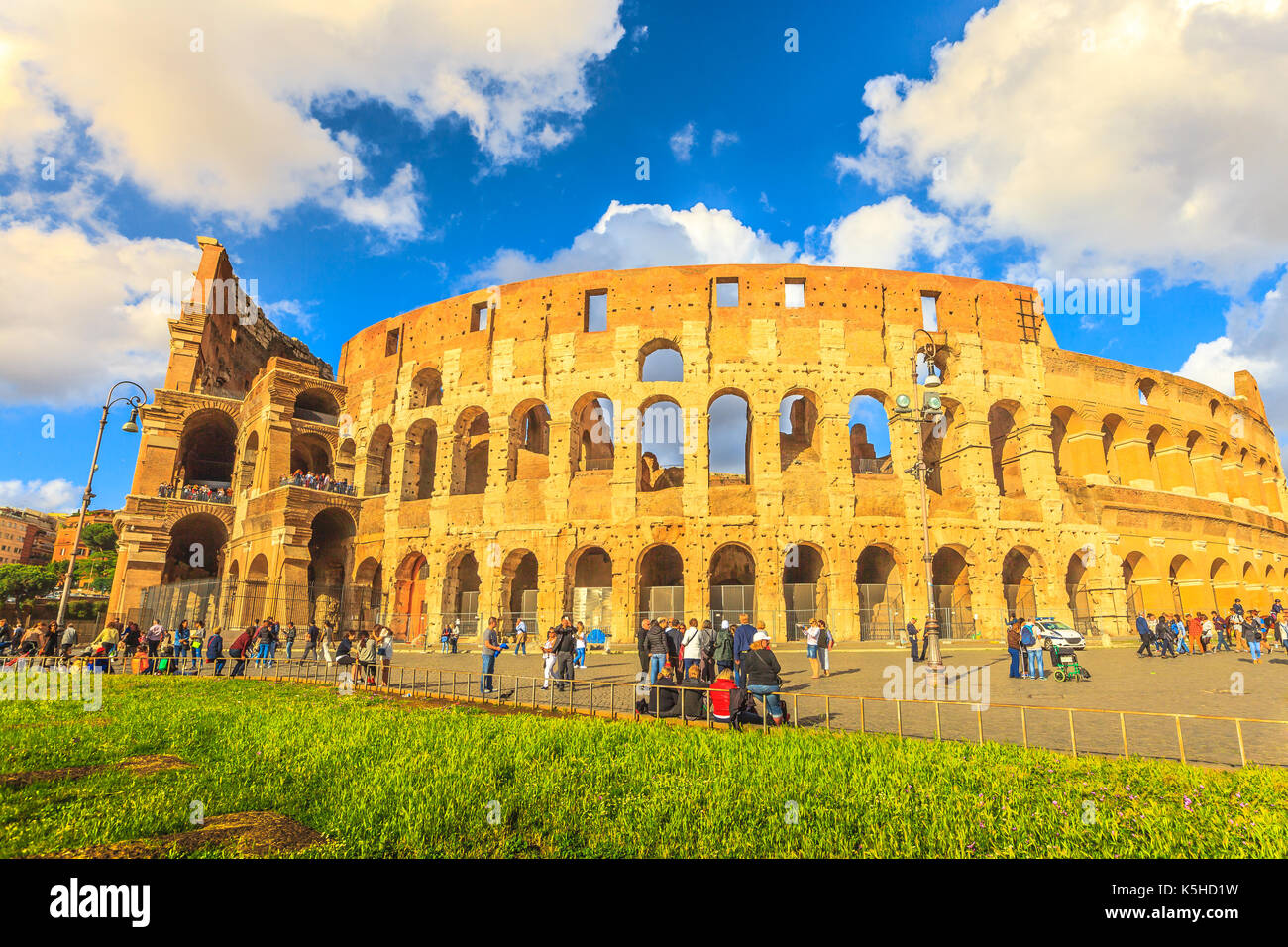 Colosseo sunset aerial view Stock Photo