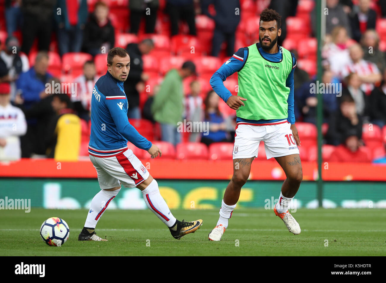 Stoke City S Xherdan Shaqiri And Eric Maxim Choupo Moting Before The Stock Photo Alamy