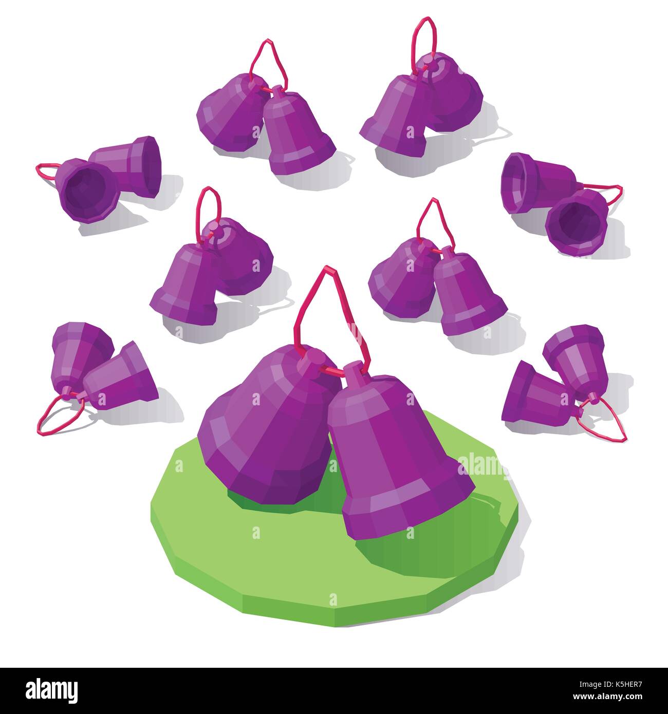 Lowpoly Christmas toy bells Stock Vector