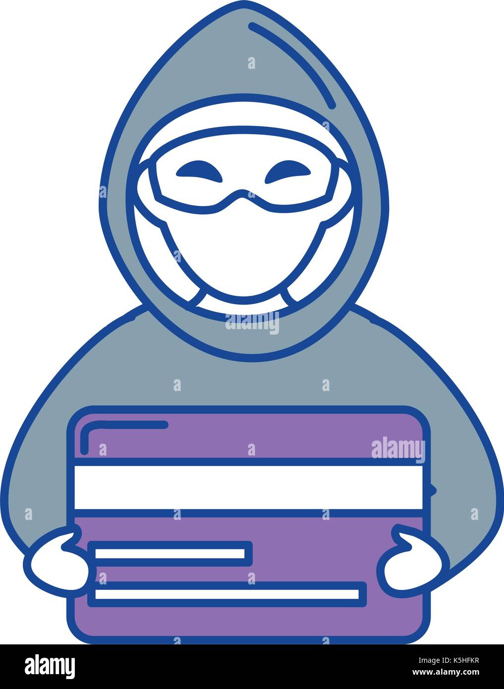 cyber thief avatar character with credit card vector illustration design Stock Vector