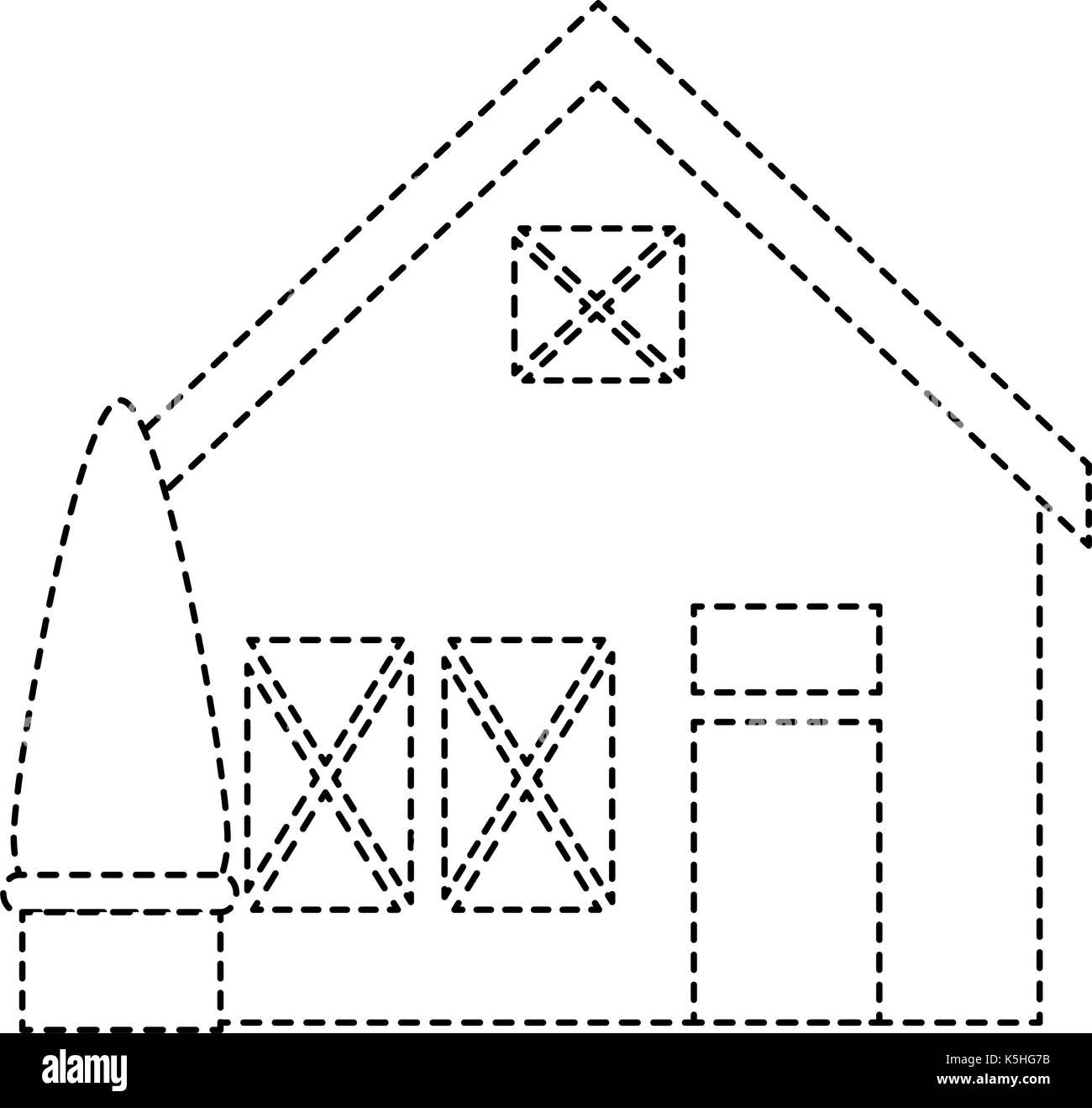 wooden house structure with tree vector illustration design Stock